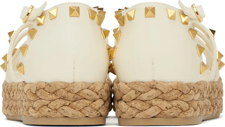 Valentino Garavani White Rockstud Cork Sandals - Image 2