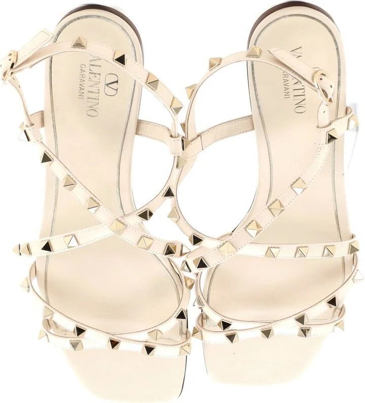 VALENTINO GARAVANI Women's Multi Strap Rockstud Flat Sandals Leather - Image 2