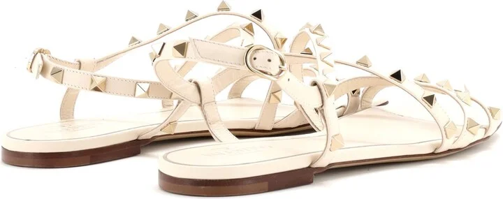 VALENTINO GARAVANI Women's Multi Strap Rockstud Flat Sandals Leather - Image 3