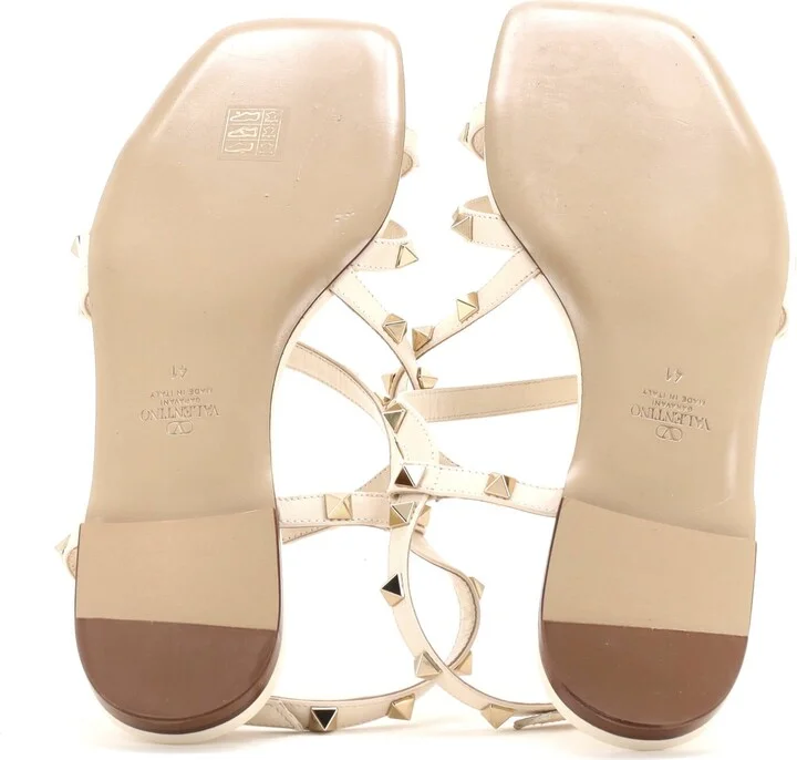 VALENTINO GARAVANI Women's Multi Strap Rockstud Flat Sandals Leather - Image 4