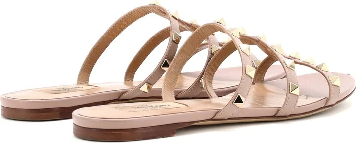 VALENTINO GARAVANI Women's Multi Strap Rockstud Flat Sandals Leather - Image 3