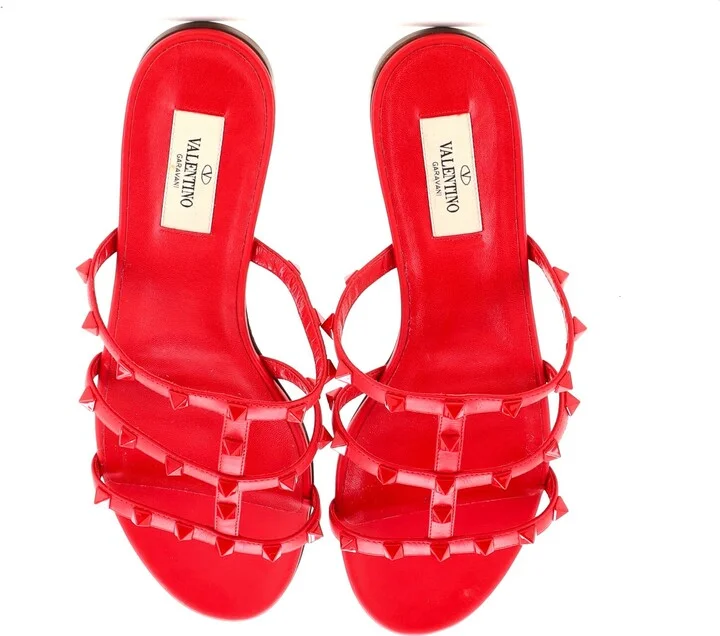 VALENTINO GARAVANI Women's Multi Strap Rockstud Flat Sandals Leather - Image 2
