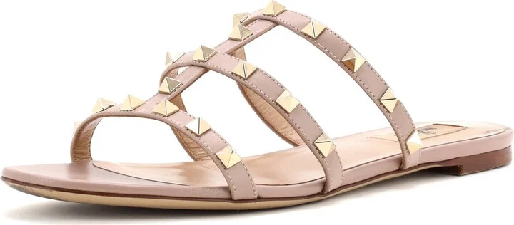 VALENTINO GARAVANI Women's Multi Strap Rockstud Flat Sandals Leather