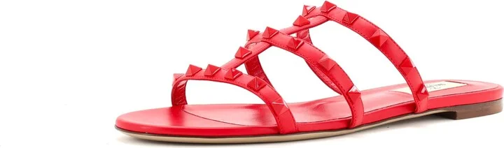 VALENTINO GARAVANI Women's Multi Strap Rockstud Flat Sandals Leather