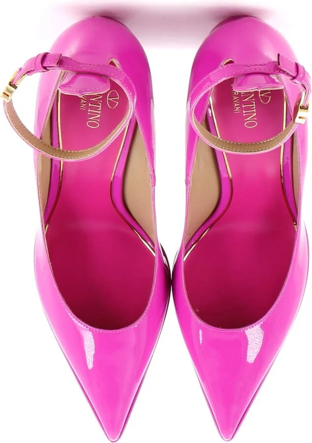 VALENTINO GARAVANI Women's Pointed Tan-Go Platform Pumps Patent 155 - Image 2
