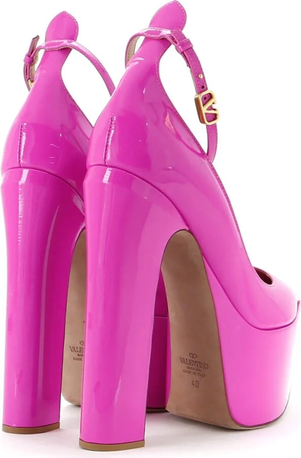 VALENTINO GARAVANI Women's Pointed Tan-Go Platform Pumps Patent 155 - Image 3