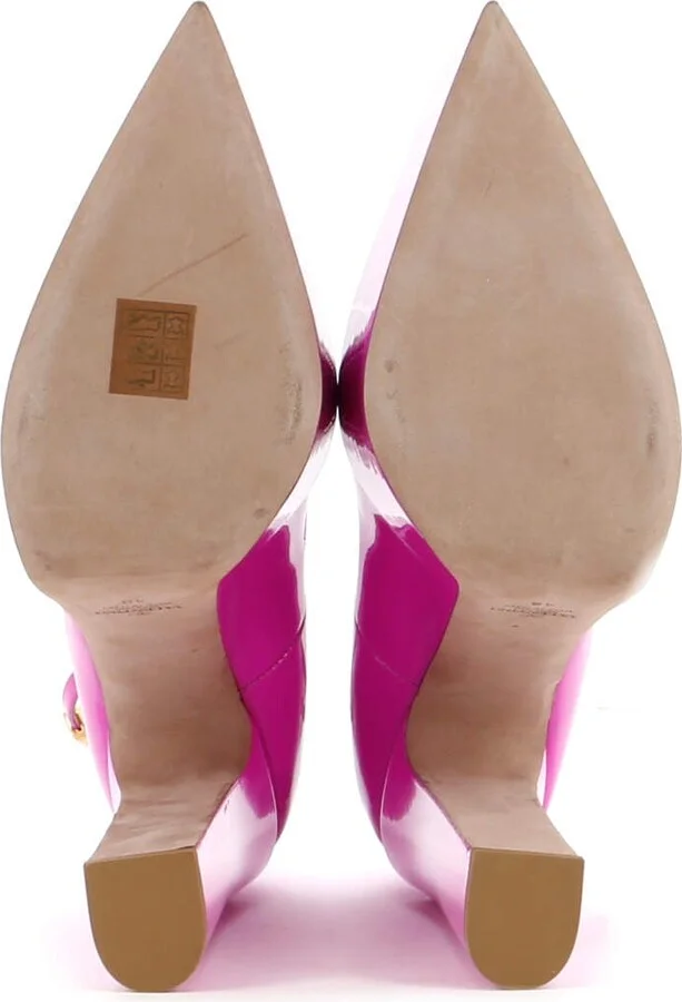 VALENTINO GARAVANI Women's Pointed Tan-Go Platform Pumps Patent 155 - Image 4