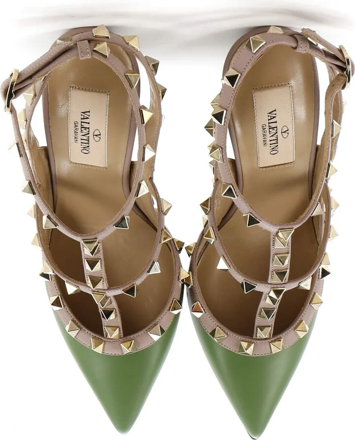 VALENTINO GARAVANI Women's Rockstud Ankle Strap Pumps Leather 100 - Image 2