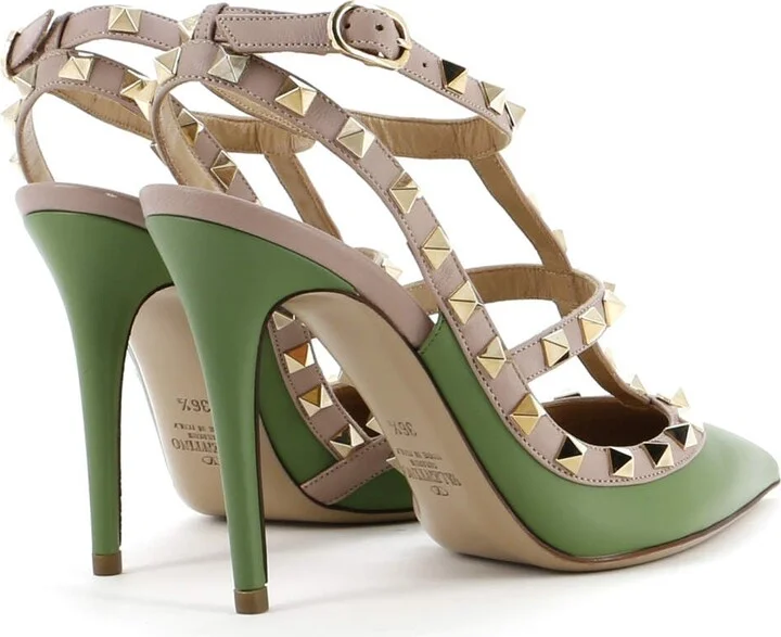 VALENTINO GARAVANI Women's Rockstud Ankle Strap Pumps Leather 100 - Image 3