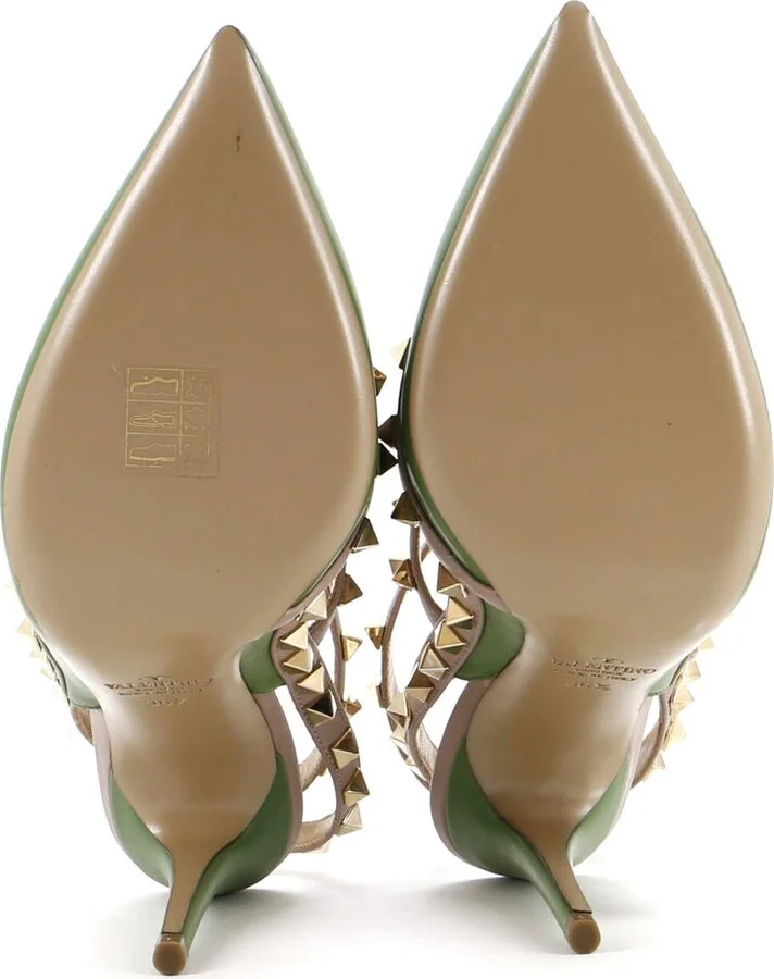 VALENTINO GARAVANI Women's Rockstud Ankle Strap Pumps Leather 100 - Image 4