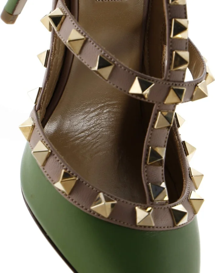VALENTINO GARAVANI Women's Rockstud Ankle Strap Pumps Leather 100 - Image 5