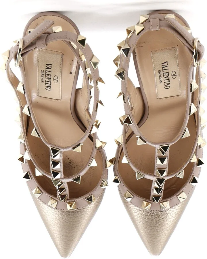 VALENTINO GARAVANI Women's Rockstud Ankle Strap Pumps Leather 100 - Image 2