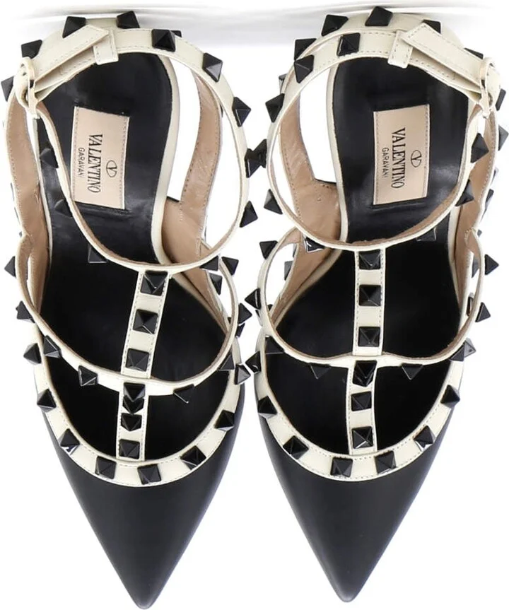 VALENTINO GARAVANI Women's Rockstud Ankle Strap Pumps Leather 100 - Image 2