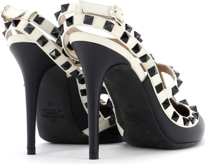 VALENTINO GARAVANI Women's Rockstud Ankle Strap Pumps Leather 100 - Image 3