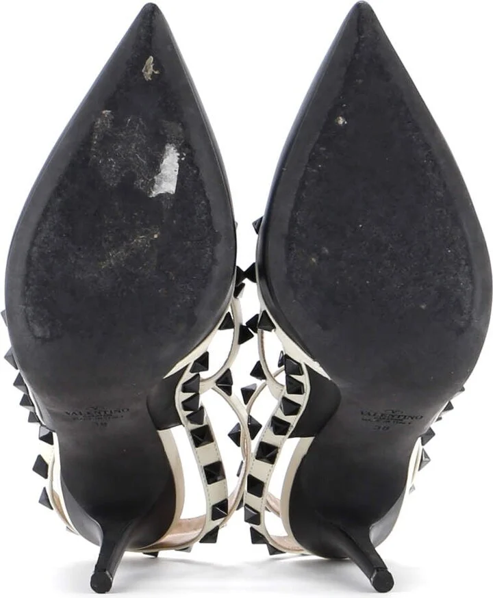 VALENTINO GARAVANI Women's Rockstud Ankle Strap Pumps Leather 100 - Image 4