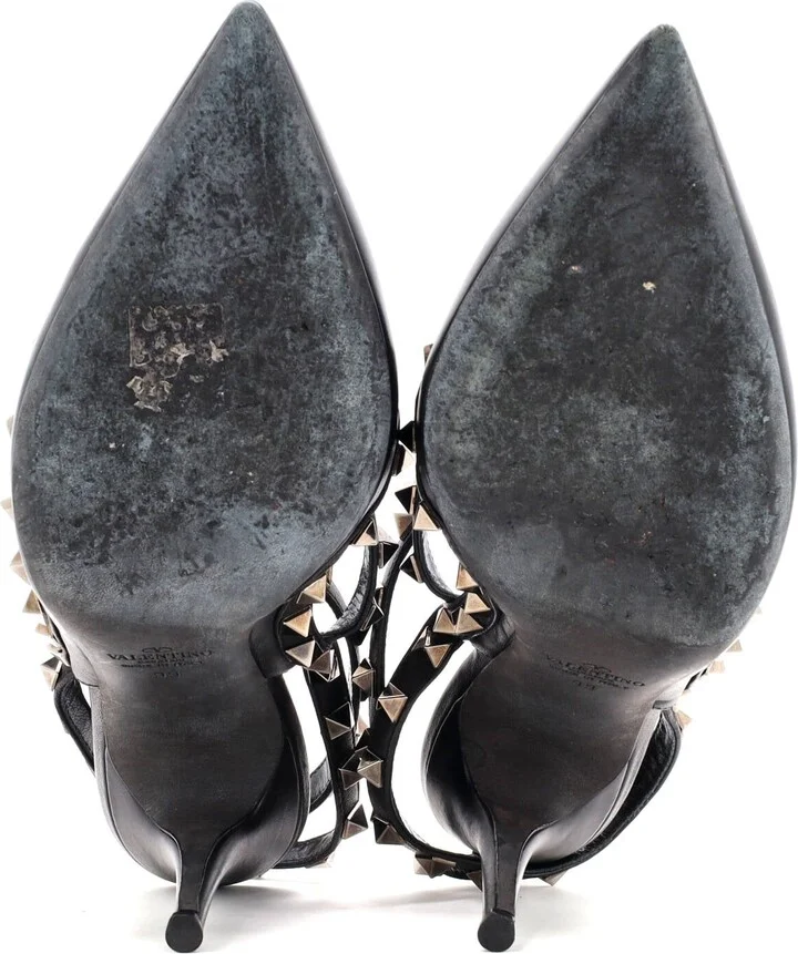 VALENTINO GARAVANI Women's Rockstud Ankle Strap Pumps Leather 100 - Image 4