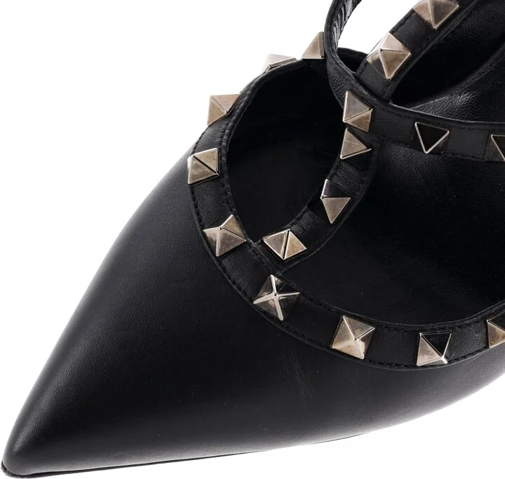 VALENTINO GARAVANI Women's Rockstud Ankle Strap Pumps Leather 100 - Image 5