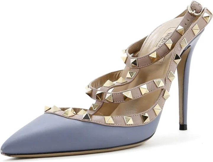 VALENTINO GARAVANI Women's Rockstud Ankle Strap Pumps Leather 100