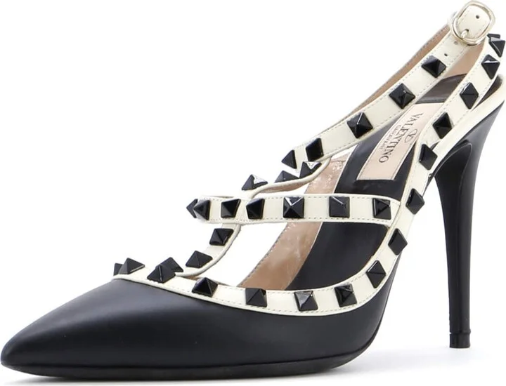VALENTINO GARAVANI Women's Rockstud Ankle Strap Pumps Leather 100