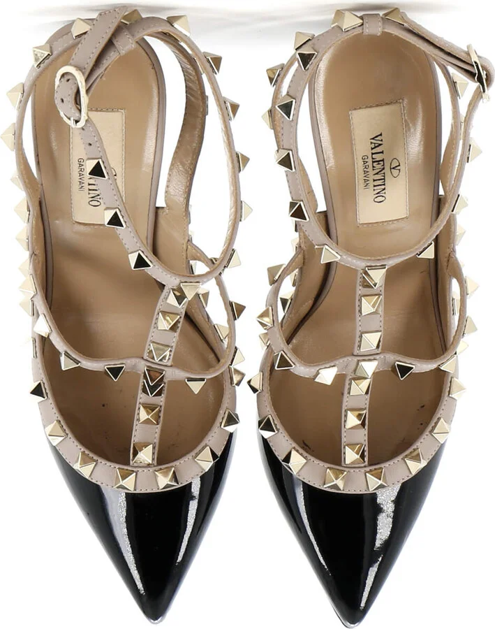 VALENTINO GARAVANI Women's Rockstud Ankle Strap Pumps Patent 100 - Image 2