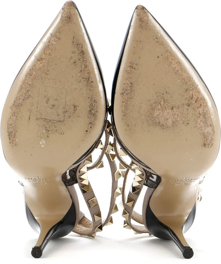 VALENTINO GARAVANI Women's Rockstud Ankle Strap Pumps Patent 100 - Image 4