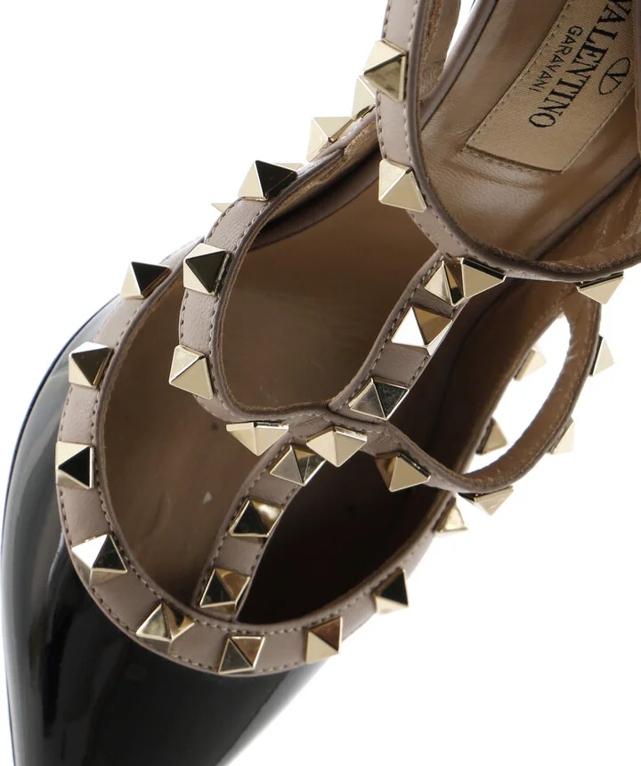 VALENTINO GARAVANI Women's Rockstud Ankle Strap Pumps Patent 100 - Image 6