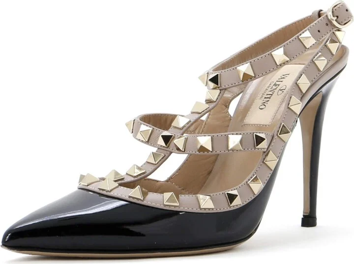 VALENTINO GARAVANI Women's Rockstud Ankle Strap Pumps Patent 100