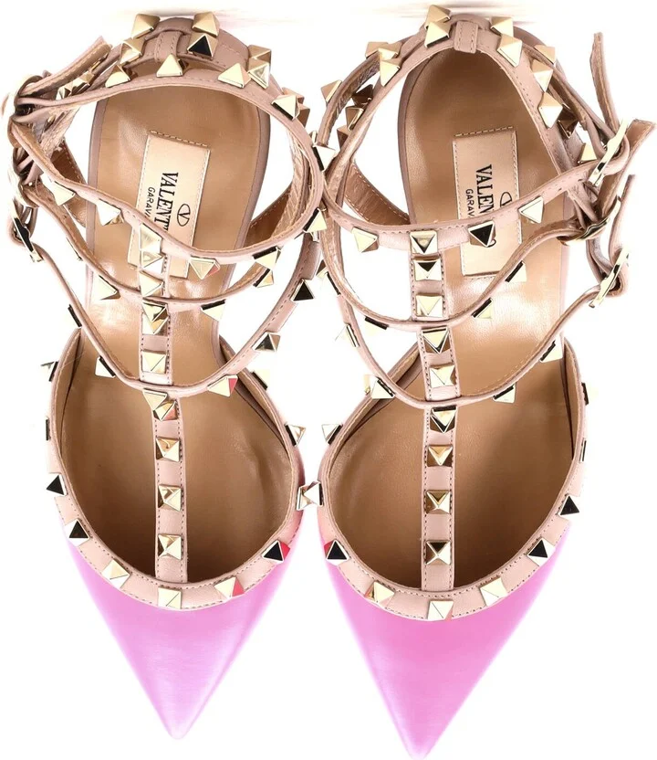 VALENTINO GARAVANI Women's Rockstud Caged Ankle Strap Pumps Leather 65 - Image 2