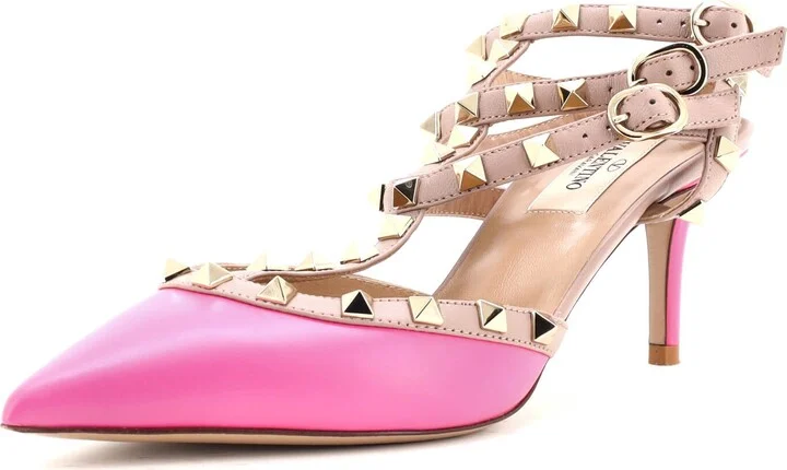 VALENTINO GARAVANI Women's Rockstud Caged Ankle Strap Pumps Leather 65