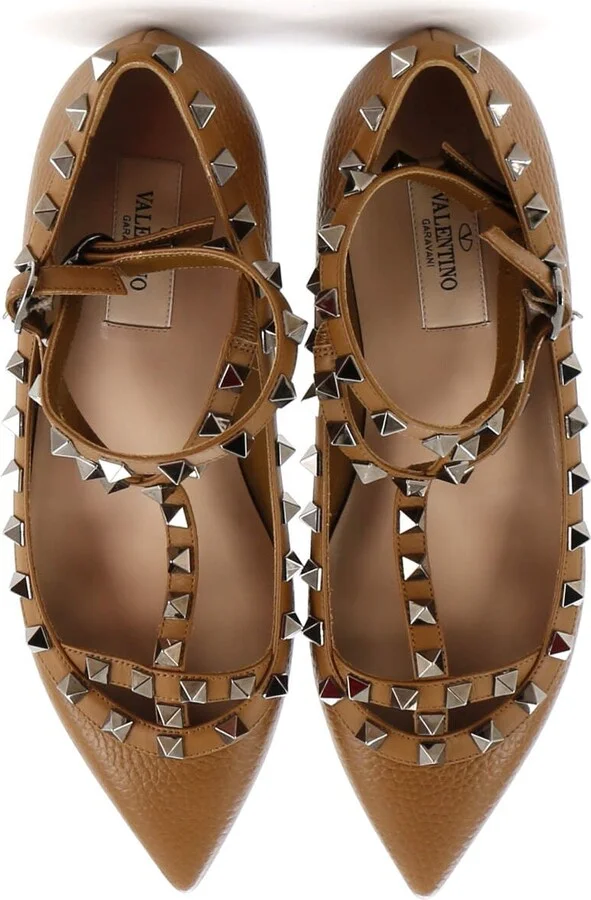 VALENTINO GARAVANI Women's Rockstud Caged Ballerina Flats Leather - Image 2