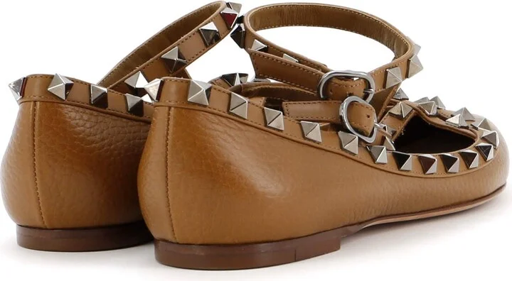 VALENTINO GARAVANI Women's Rockstud Caged Ballerina Flats Leather - Image 3