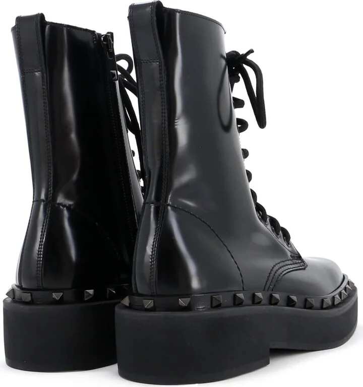 VALENTINO GARAVANI Women's Rockstud M-Way Combat Boots Leather - Image 3