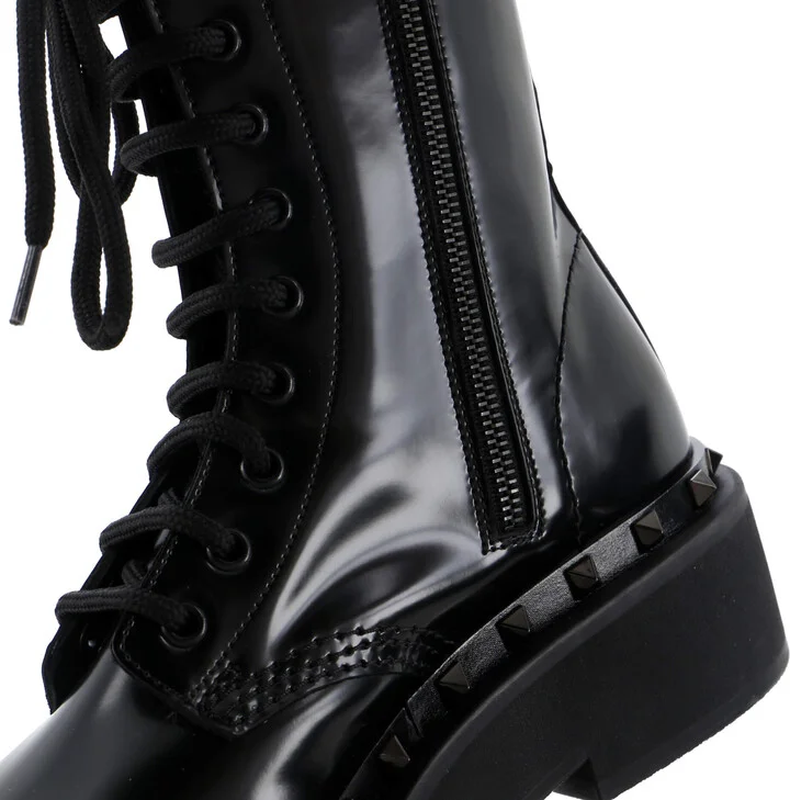 VALENTINO GARAVANI Women's Rockstud M-Way Combat Boots Leather - Image 5