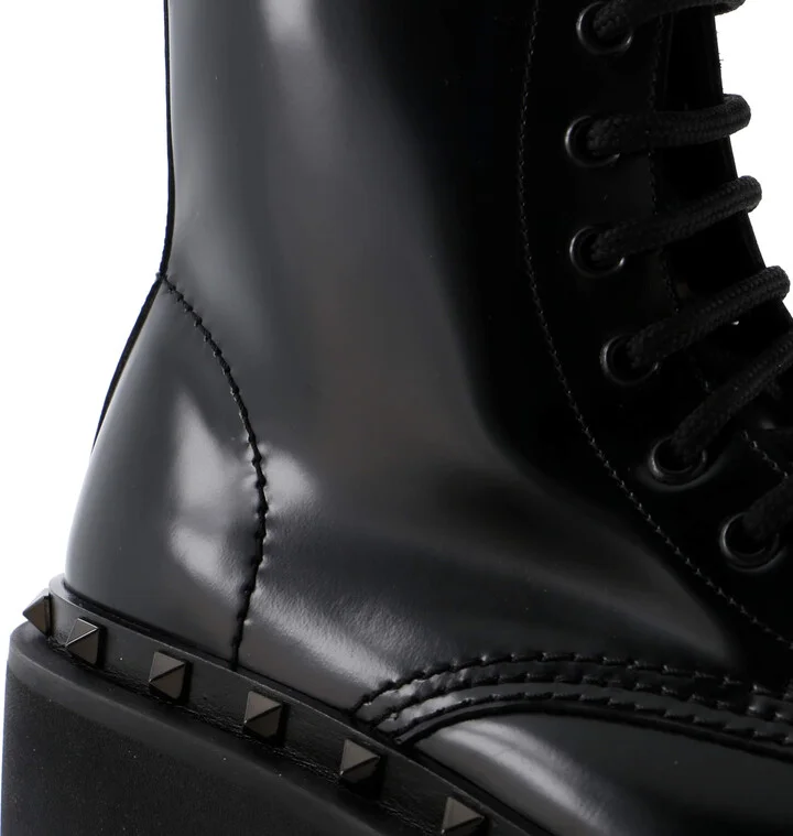 VALENTINO GARAVANI Women's Rockstud M-Way Combat Boots Leather - Image 6