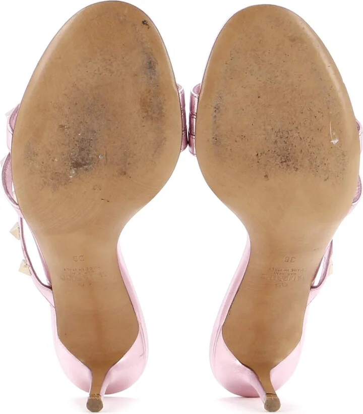 VALENTINO GARAVANI Women's Rockstud Strappy Heeled Mule Sandals Leather - Image 4