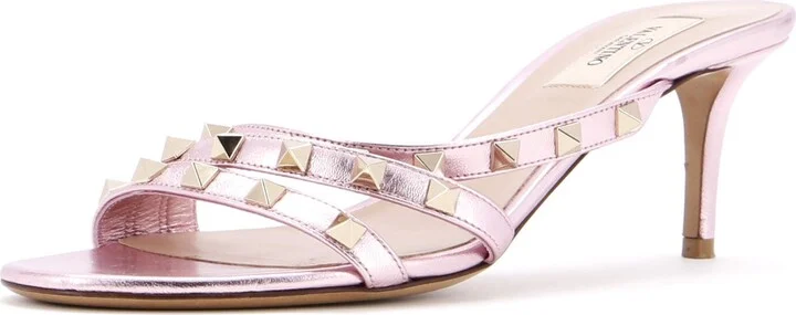 VALENTINO GARAVANI Women's Rockstud Strappy Heeled Mule Sandals Leather
