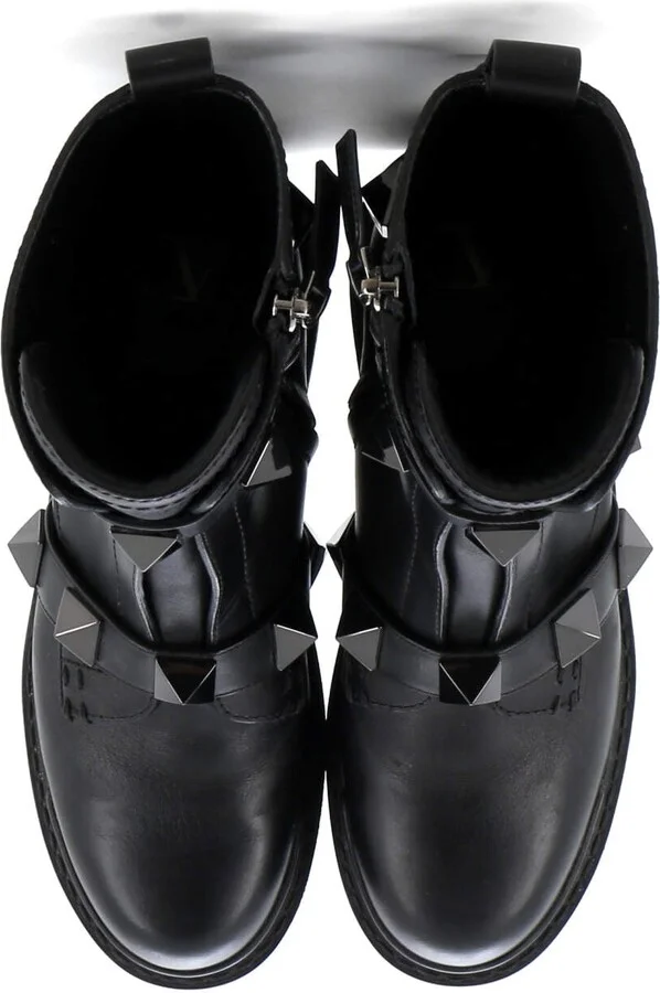 VALENTINO GARAVANI Women's Roman Stud Combat Ankle Boots Leather - Image 2