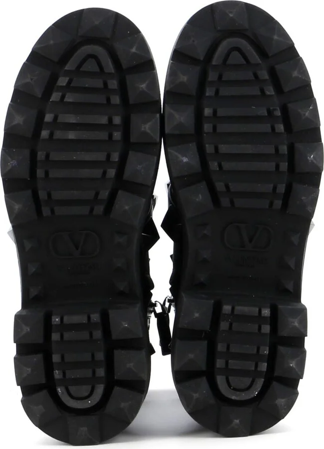 VALENTINO GARAVANI Women's Roman Stud Combat Ankle Boots Leather - Image 4