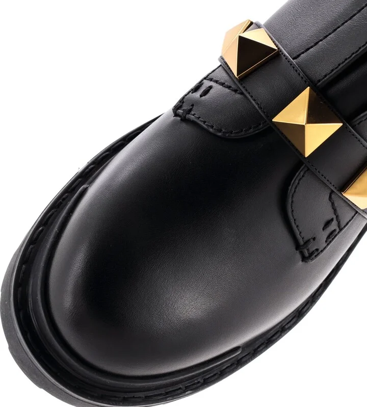 VALENTINO GARAVANI Women's Roman Stud Combat Ankle Boots Leather - Image 5
