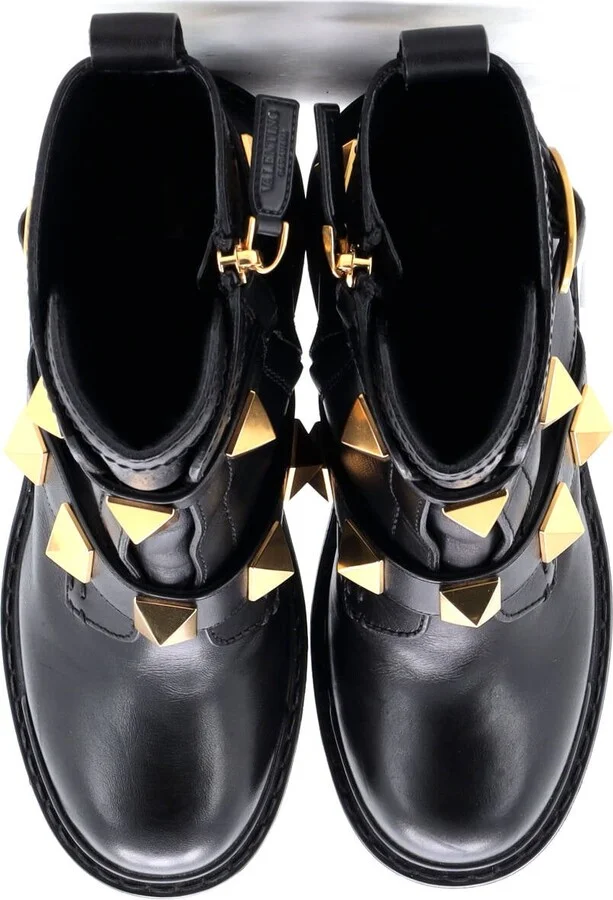 VALENTINO GARAVANI Women's Roman Stud Combat Ankle Boots Leather - Image 2