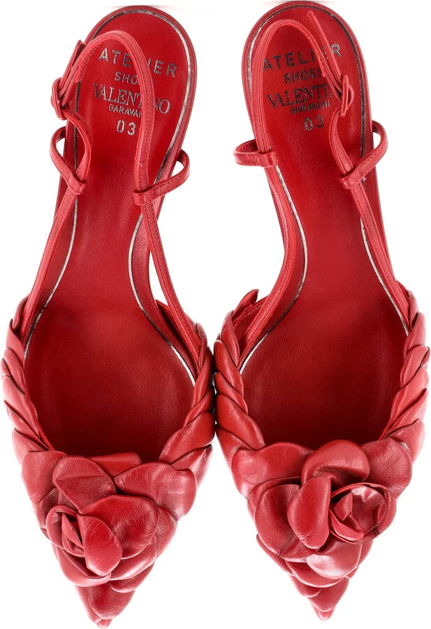 VALENTINO GARAVANI Women's Rose Slingback Pumps Leather - Image 2