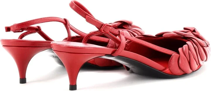 VALENTINO GARAVANI Women's Rose Slingback Pumps Leather - Image 3