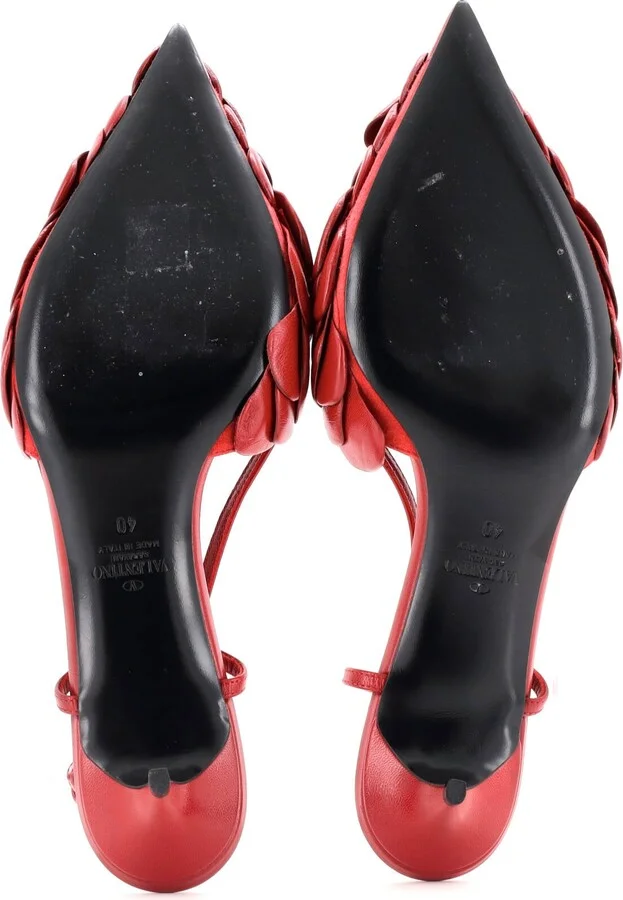VALENTINO GARAVANI Women's Rose Slingback Pumps Leather - Image 4