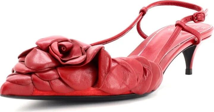 VALENTINO GARAVANI Women's Rose Slingback Pumps Leather