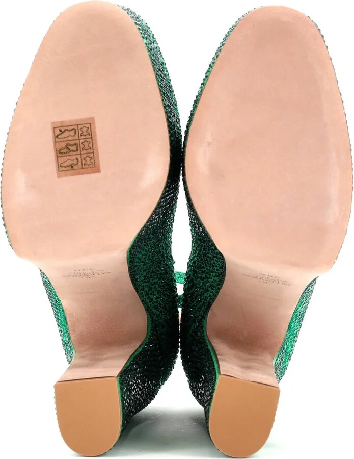 VALENTINO GARAVANI Women's Tan-Go Platform Pumps Crystal Embellished Suede 155 - Image 4