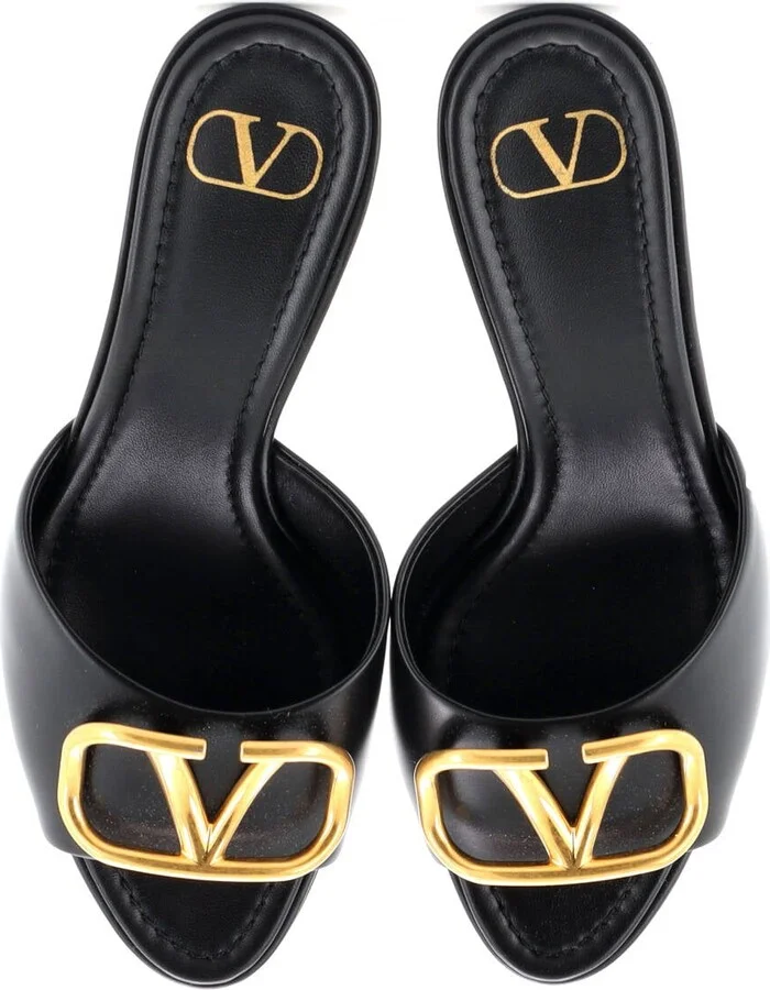 VALENTINO GARAVANI Women's VLogo Heeled Slide Sandals Leather - Image 2