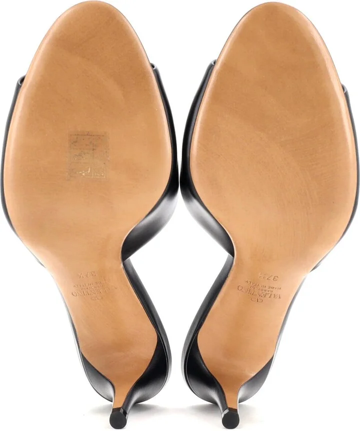 VALENTINO GARAVANI Women's VLogo Heeled Slide Sandals Leather - Image 4