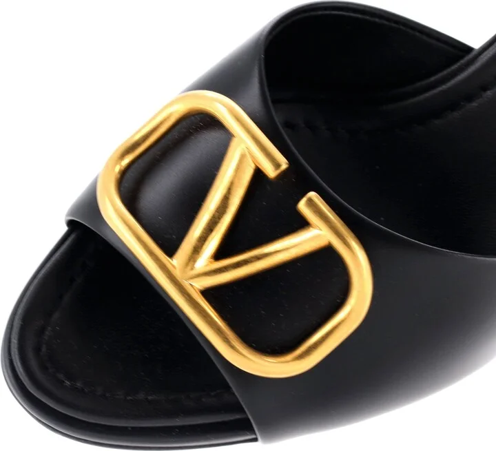 VALENTINO GARAVANI Women's VLogo Heeled Slide Sandals Leather - Image 5