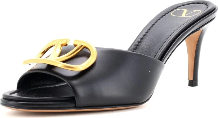 VALENTINO GARAVANI Women's VLogo Heeled Slide Sandals Leather