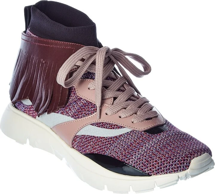 Valentino Leather-Trim Sneaker